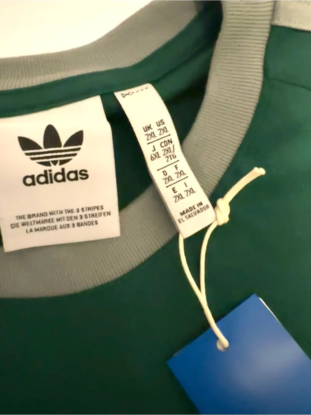 Adidas Men's Tee Shirt Size 2XL Green 3 Stripes JN7017 New with Tags